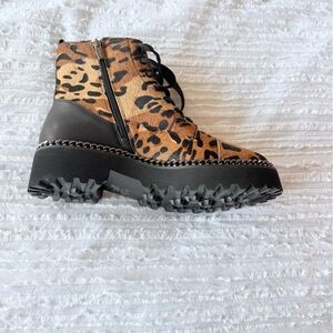 Vince Camuto Leopard Print Combat Boots